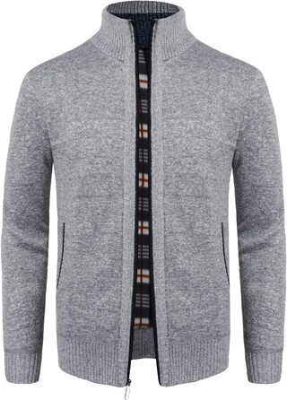 Чоловічий кардиган з флісовою підкладкою: стильна в'язана куртка-світшот на зиму (C-dark grey, C-grey, XXL)