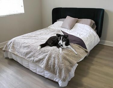 Водонепроникний коврик для собак та котів, миючий, захисний коврик для дивану, теплий та м'який, великий розмір 150 x 120 см, коричневий/тауп