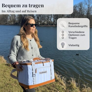 Велика сумка-холодильник 45L XXL блакитна для пікніка, пляжу, авто, кемпінгу, відпочинку на природі