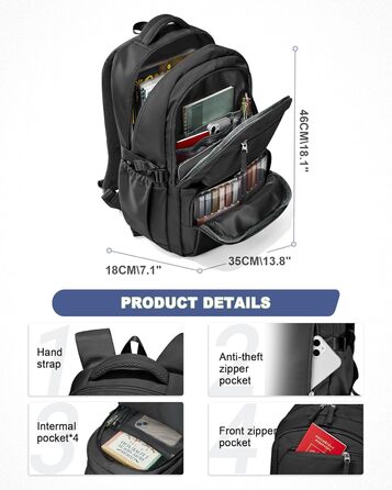 Шкільний рюкзак для підлітків: чорний, 46*35*18 см. Підходить для дівчаток та хлопців. Шкільна сумка, casual daypack, рюкзак для школи.