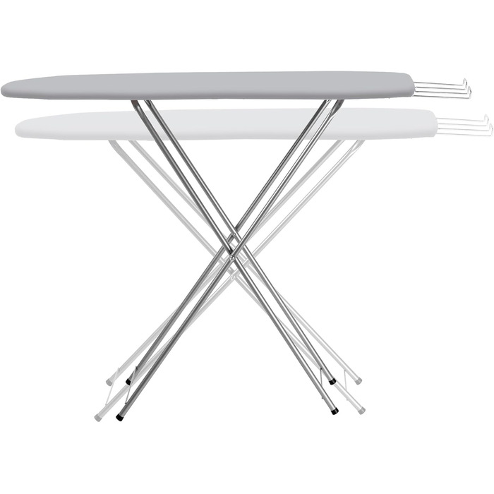 Прасувальна дошка KADAX з полицею, 104x30 см, з підставкою для праски, компактна станція для прасування з підкладкою з піни (Сірий)