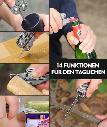 Мультитул 14 в 1 з нержавіючої сталі з кейсом: плоскогубці, ніж, пилка, викрутки для чоловіків. Ідеальний для кемпінгу, ремонту та подорожей