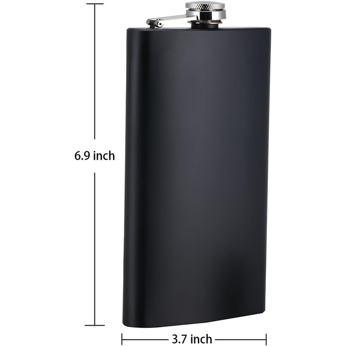 Фляга TANEAXON 12 oz (330 мл) з воронкою та коробкою, нержавіюча сталь, чорна, витокозахисна