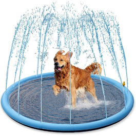 Refreshing Splash Sprinkler for Dogs - 170cm Dog Pool for Large Water Toy - Dog Water Play Mat Pool Fountain Splash Pad (Splash Pad-150cm)