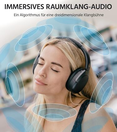 Edifier W830NB Бездротові навушники Over-Ear з ANC -45dB, 94 год. акумулятора, LDAC Hi-Res звук, Spatial Audio, швидка зарядка, Bluetooth V5.4 - Чорний