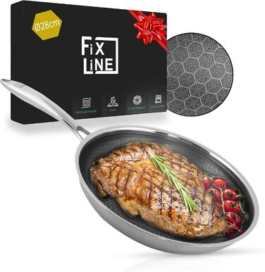Набір сковорідок FIXLINE® Premium: Ø28 та 24 см - для всіх типів плит (включно з індукцією), антипригарне покриття, до 230°C, стильний дизайн