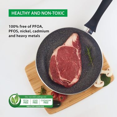 Сковорода антипригарна GadHome Classic 20 см, чорна | Для індукційних плит | Алюмінієва сковорода з ергономічною ручкою | Без PFOA для здорового приготування | Можна мити в посудомийній машині