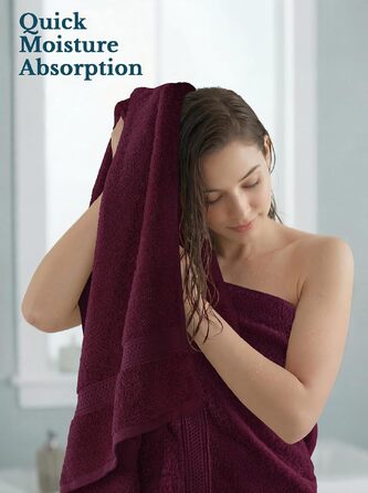 Набір банних рушників Utopia Towels, 100% бавовна, преміум якість 600 г/м², гігроскопічні та м'які, бордовий колір (4 шт.)