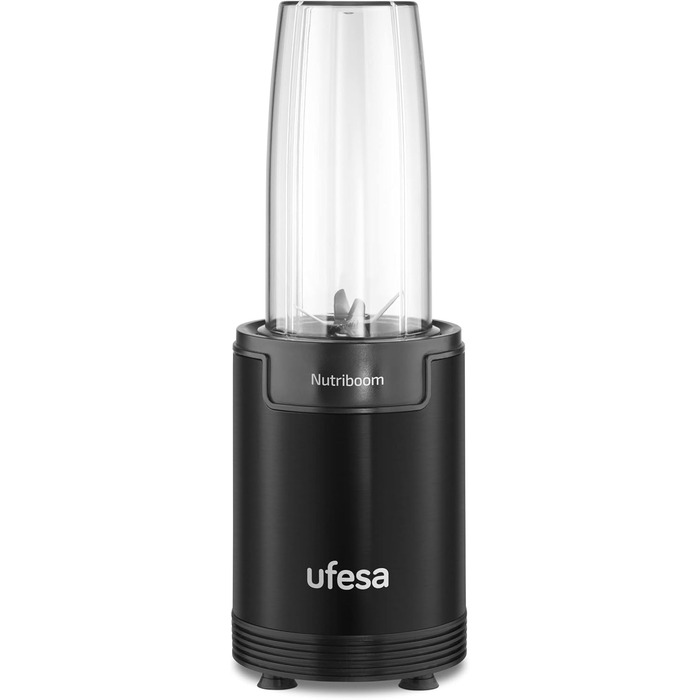 Ufesa BS2500 Nutriboom Single-Cup Mixer, multifunctional nutrient extractor, 900W power, smoothies and shakes, incl. 6 accessories, stainless steel blades, black 900W sports 0.5L-0.8L