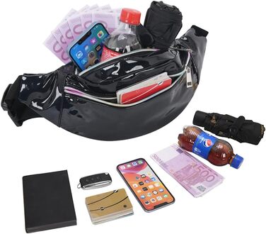 Жіноча поясна сумка-бананка: водонепроникна, з PU шкіри, для спорту, бігу, подорожей (чорна)