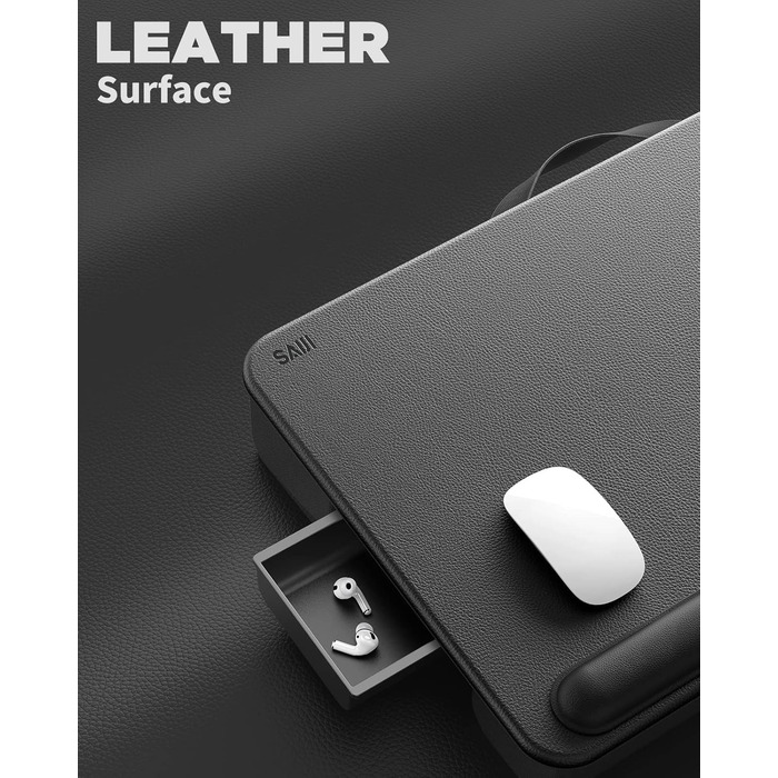 Підставка для ноутбука SAIJI з підставкою для зап'ястя та відділенням для телефону, для роботи в ліжку/на дивані, чорна