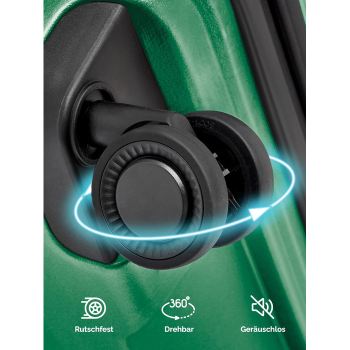 Чемодан середній з жорстким корпусом, розширюваний, 45 x 27 x 66 см, з подвійними колесами та TSA-замком, 3.7 кг, з високоякісного поліпропілену, унісекс, Emerald Green Metallic