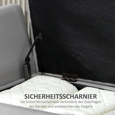 HOMCOM Luxury Bench, Upholstered Bench with Storage, Armrests, Trunk Bench, Velvet-like Polyester, Rubberwood, Light Gray, 107 x 42 x 65 cm | Aosom
