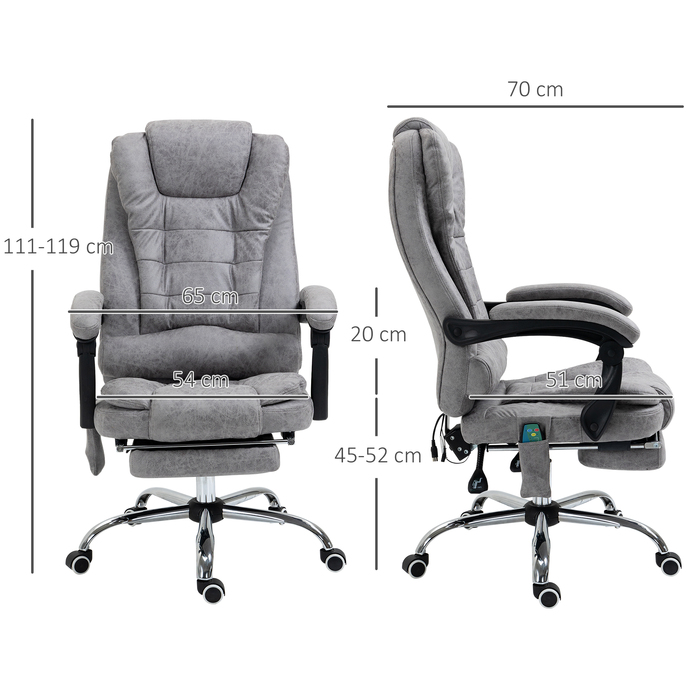 Vinsetto Office Chair with Massage Function, Ergonomic Desk Chair with Recline and Heat Function, Remote Control, Gray