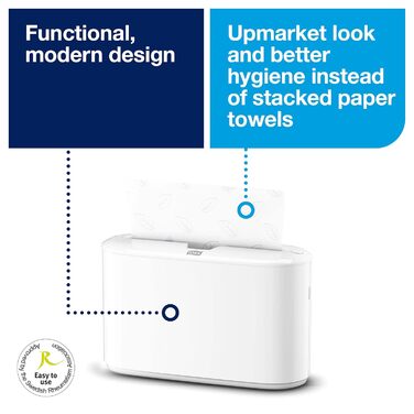 Tork Xpress Tabletop Dispenser for Multifold Paper Towels 552200, Elevation Design - H2 Table Paper Towel Dispenser for Folded Towels, single sheet dispensing, compact design, white, 21.8 x 32.3 x 11.6 cm