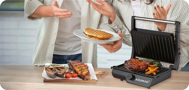 Електричний контактний гриль KRUMAD KMD159, чорний, 2000 Вт