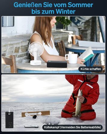 Портативний повербанк 50000 мАг з 5 виходами та 2 входами, швидка зарядка 22,5 Вт, ліхтарик, чорний