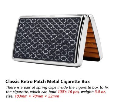 Металеве тютюноприладдя в ретро стилі: захисний кейс для сигарет на 20 шт (100mm) - чоловічий/жіночий