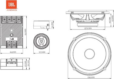 JBL Stage3 607CF автомобільна акустика 2-смугова, 250 Вт, комплект динаміків 160 мм (6,5
