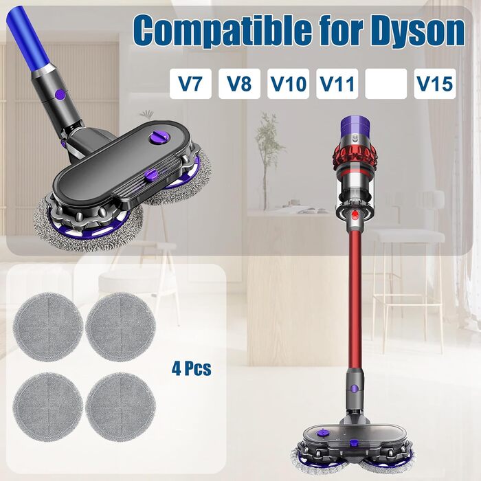 Насадка Italdos 3-в-1 для пилососів Dyson V7 V8 V10 V11 V15: миття, полірування, 4 мікрофібрових серветок, бак для води