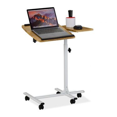 Relaxdays Adjustable Laptop Table with Wheels