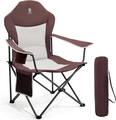 Крісло для кемпінгу EVER ADVANCED Luxus – розкладне, 160 кг, велике, з високою спинкою, комфортне, з підлокітниками. Підходить для кемпінгу, саду, балкону, пляжу. Червоний (1 шт.)