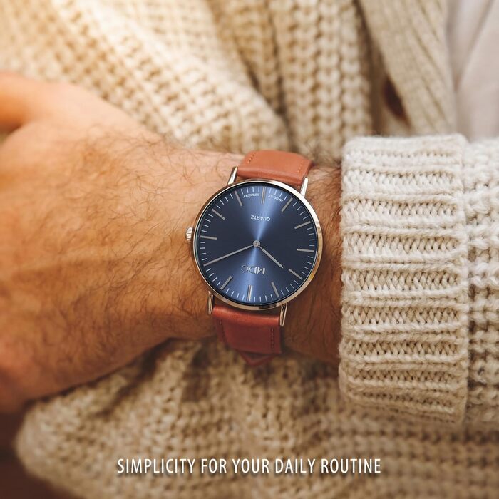 Чоловічий годинник Infantry MDC: мінімалістичний дизайн, кварцовий механізм, шкіряний ремінь, блакитно-сріблястий колір