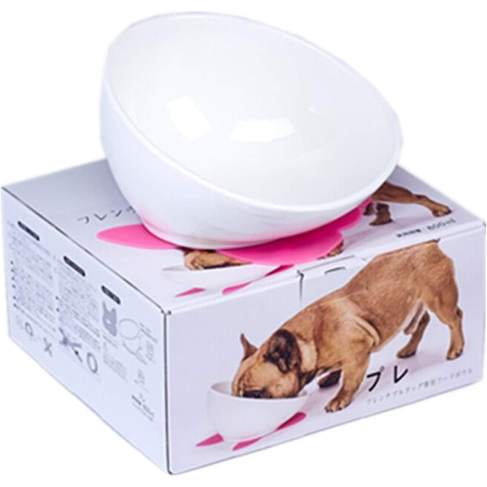 Миска для собак та котів JYHY Bulldog з кераміки, нахилена, з гумовою основою, 1.5 чашки (Чорна миска + стійка)
