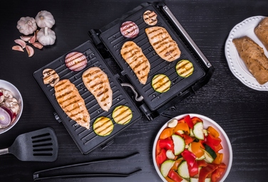 Складаний електричний контактний гриль Eldom GK130, сріблястий/сірий, 1600 Вт