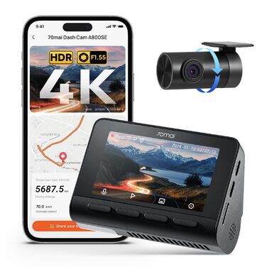 Відеореєстратор 70mai A800SE 4K HDR Dual (передня + задня), 2160P+1080P, нічний режим, паркування, IPS 3