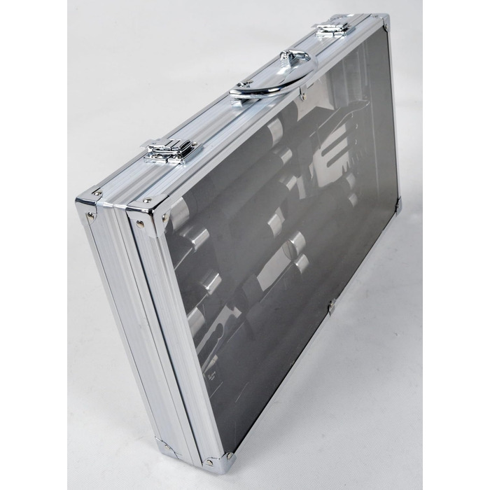 Набір гриль-посуду з нержавіючої сталі 11 предметів: гриль-кофр, аксесуари для барбекю, подарунок для гриля та приготування їжі (щітка, вилка, щипці, шампури, пензлик, лопатка)