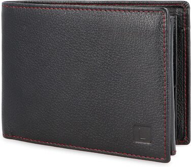 LEDEROW Wallet for Men Leather Black-Red - Crossbody Wallet including Gift Box - Men's Portofolio RFID Protection with Coin Pocket - Wallet Purse Leather Man Large (Black-Red)