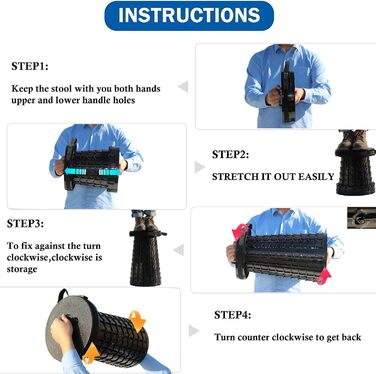 Зручний розкладний стілець Alevmoom з подушкою, телескопічний, для риболовлі та відпочинку на природі, чорний (50см, 450кг)