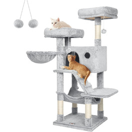 Дерево для котів Feandrea велике, кігтеточка з м'яким покриттям, для великих котів, Ombré сіро-біле PCT162W01