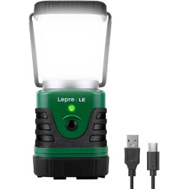 LED Camping Lantern Portable, Super Bright Rechargeable Spotlight with Handle and Hook, 4 Brightness Levels Dimmable, Emergency Light for Power Outages, Hiking, Emergencies, Blackouts, etc. [Energy Class A++]