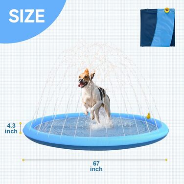 Refreshing Splash Sprinkler for Dogs - 170cm Dog Pool for Large Water Play Toy - Dog Water Play Mat Pool Fountain Splash Pad