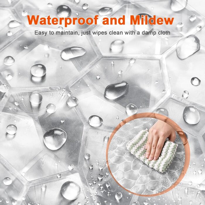 Шторка для душу AiQInu 180x200 см, 3D Eva, прозора, антигрибкова, водовідштовхувальна, для ванної кімнати, з 12 гачками