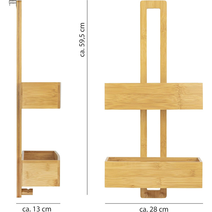 ONVAYA® Shower Shelf - No Drilling Required | Bamboo | Bathroom Shelf for Hanging | Shower Shelf Made of Wood | Hanging Shelf for the Shower