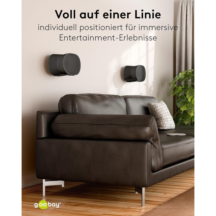 Настінний кронштейн-підставка для колонки Sonos Era 300 від Goobay, чорний, висота 71 см, з кабелеменеджментом, витримує до 3 кг