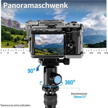 Штатив SIRUI Traveler 7C з вуглецевого волокна, 166 см з кульковою головкою E-10 360°, сумісний з Arca Swiss, вантажопідйомність 8 кг, перетворюється на монопод