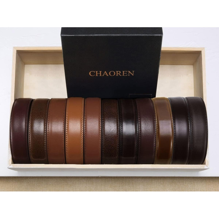 Чоловічий шкіряний ремінь CHAOREN з автоматичною пряжкою, 35 мм, без дірок, регульований розмір, для ділового костюма