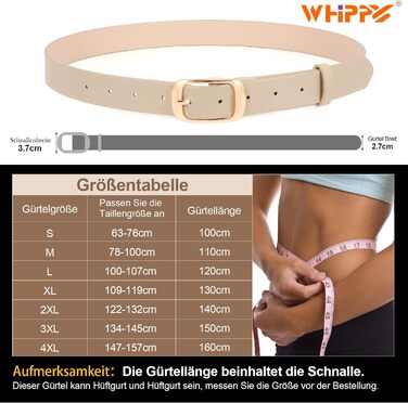 Жіночий шкіряний ремінь WHIPPY великого розміру з міцною пряжкою для джинсів, штанів та суконь