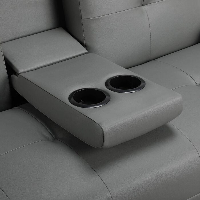 Yaheetech 3-Seater Convertible Sofa Bed with Cup Holders and Reclining Backrest
