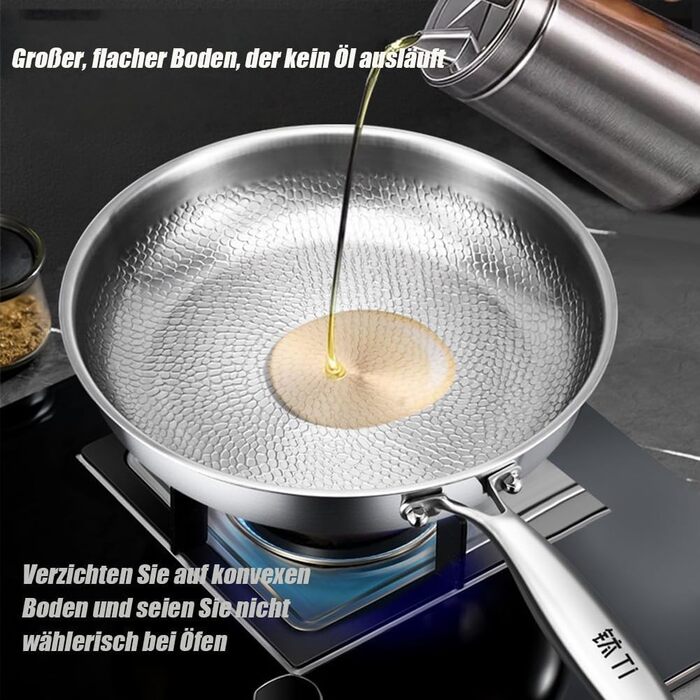 Сковорода Kovali Titan з нержавіючої сталі, 28 см, з кришкою, антипригарне покриття, кухонний посуд преміум-якості