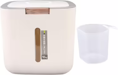 Food Storage Container, Sealed Multi-Purpose Cereal Container, Space-Saving, 22.0 Lb Capacity, with Measuring Cup Lid for Red Beans for Rice for Flour for Home for Millet (Light Grey)