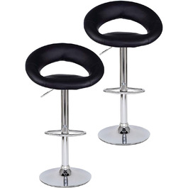 Dibea 2-Piece Swivel Bar Stools - Adjustable Height, 130kg Capacity, Black - Model 1