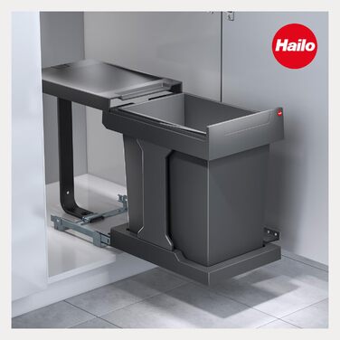 Hailo Solo Automatic Waste Bin - 20 Liter, Anthracit - Cabinet Mount, Drawer Pull-Out Waste Container