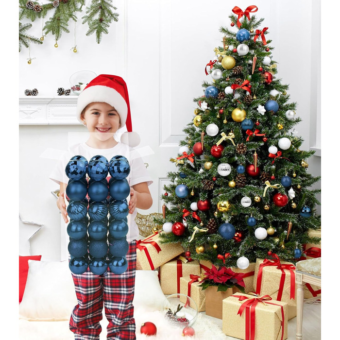 Прикраси для ялинки BLAZOR, 36 шт. 4см/6см, пластикові кулі, червоні, золоті, сині, срібні