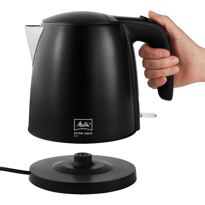 Електричний чайник MELITTA Prime Aqua mini, 1.0 л, 2200 Вт, чорний, нержавіюча сталь