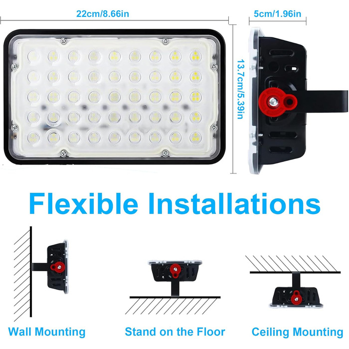 LED Floodlights 100W, 2 Pack LED Floodlights Outdoor with Plug 10000LM Outdoor Spotlights 6500K Cool White LED Projectors IP66 Waterproof LED Floodlights for Warehouse Garden Garage Yard